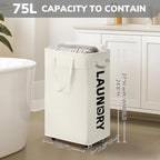 Goodpick Laundry Hamper with Wheels, 75L College Dorm Room Essentials, Clothes Hamper with Removable Wash Bag for Bedroom, Large Laundry Basket with Handle, White - color: White 1-Pack