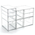 Prsildan Acrylic Drawer Makeup Organizer with 9 Drawers, Set of 3 Office Desk Organizers Accessories, Clear Stackable Storage Drawers for Vanity, Countertop, Craft, Jewelry, Art Supply Organization - style: 9 Drawers
