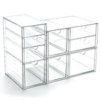 Prsildan Acrylic Drawer Makeup Organizer with 9 Drawers, Set of 3 Office Desk Organizers Accessories, Clear Stackable Storage Drawers for Vanity, Countertop, Craft, Jewelry, Art Supply Organization - style: 9 Drawers