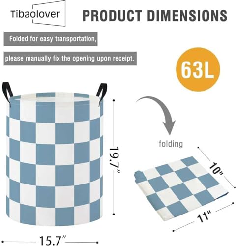 Baby Laundry Basket Baby Nursery Hamper Kids Laundry Basket Toy Storage Bin for Boys Room Decor Gift Baskets for Bedroom Bathroom(Blue Checkered) - color: Blue Checkered