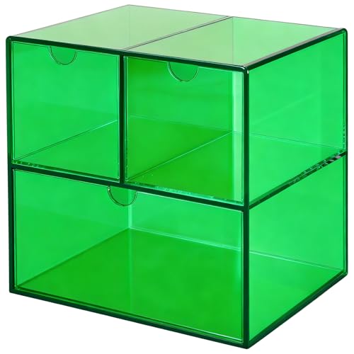 Gelite Desk Organizer with 3 Storage Drawers for Makeup Office Acrylic Desktop Drawer Organizer for Vanity Office Organization and Storage Box, Emerald Green - color: Emerald Green