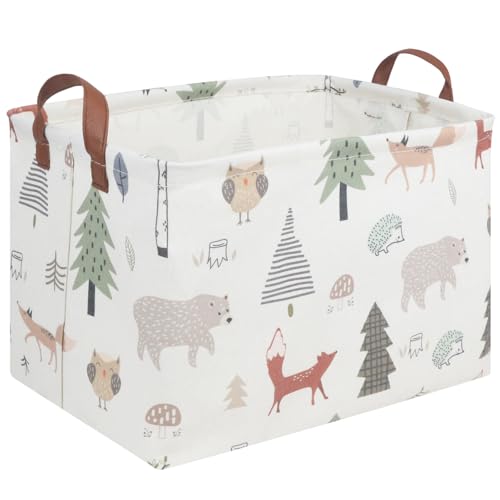 FXOLCSHE Rectangular Animals Basket,Waterproof Storage Bin for Bedroom,Nursery Hamper,Storage Bin for Boys Room Decor,Gift Basket,Animal Room Decor(Animals) - color: Animals