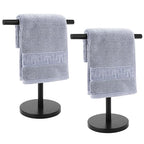 T-Shape Bath Hand Towel Holder Stand, Stainless Steel Free Standing Hand Towel Rack, for Bathroom Kitchen & Countertop, Matte Black, 2 Pack - color: Black-2 Pack