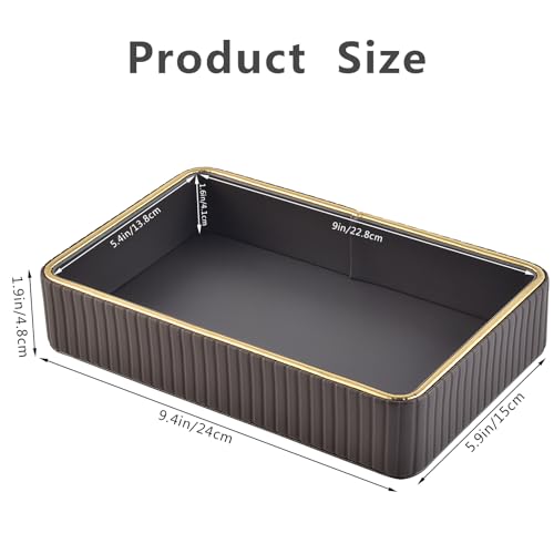 PU Leather Valet Tray,Desk Organizer Tray Nightstand Organizer Trinket Dish Storage Key Bowl Decorative Trays for Phone Wallet Jewelry Watch,Bathroom Bedroom Perfume Vanity Trays,Grey - color: Gray
