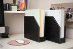 MobileVision Executive Leather Vertical File Folder Holder & Office Product Organizer, Store Files, Magazines, Notepads, Books and more, 2 Pack Combo Set - color: Executive Leather