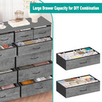VASICAR Gray Dresser for Bedroom with 12 Deep Drawers, Wide Chest of Drawers, Wood Top TV Stand, Tall Fabric Storage Cabinet for Closet, Nursery, Kid's Room - color: Carbon Grey