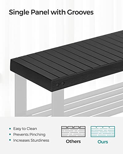 SONGMICS Shoe Rack Bench, 3-Tier Bamboo Shoe Storage Organizer, Entryway Bench, Holds Up to 286 lb, 11.3 x 27.6 x 17.8 Inches, for Entryway Bathroom Bedroom, Ink Black ULBS04H - color: Ink Black, size: 27.6"W