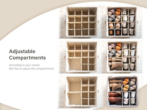 StorageWorks Shoe Organizer for Closet, Fits up to 24 Pairs, Shoe Cubby Storage Containers with Adjustable Dividers and Clear Cover, Black - color: Black, size: Large