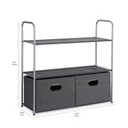 Amazon Basics Freestanding Closet Organizer with Fabric Bins, Drawers and 3 Shelves, Easy to Assemble, Grey, 32.7" x 12.2" x 31"