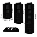 2 Pack Hanging Closet Organizer, 4-Shelf Hanging Shelves with Side Pocket, Black - color: Black, size: 4 Shelves