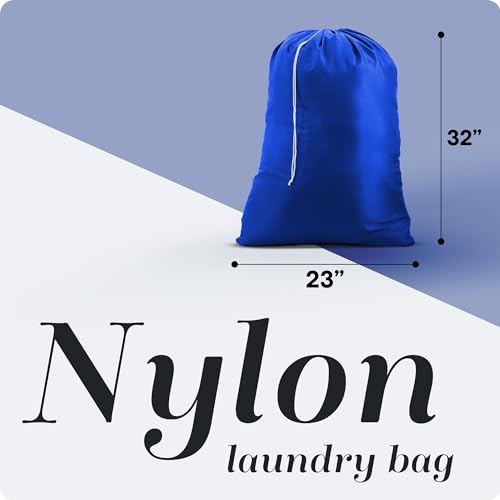 Nylon Laundry Bag - Locking Drawstring Closure and Machine Washable. These Bags will Fit a Laundry Basket or Hamper and Strong Enough to Carry up to Three Loads of Clothes. (Royal Blue) - color: Royal Blue, size: 22" x 32"
