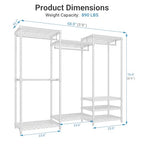 VIPEK V5 Portable Closet Wardrobe Heavy Duty Clothes Rack, Freestanding Clothing Racks with 4 Hang Rods & 8 Shelves, Adjustable Custom Closet Racks, 68.9" L x 15.7" W x 76.4" H, Max Load 800LBS, White - color: White, size: V5 Standard