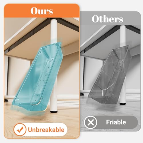 SpaceHacks 15 PCS Clear Plastic Drawer Organizer Set, 4-Size Acrylic Drawer Storage Trays, Storage Bins for Makeup, Gadgets, and Jewelry in Bathroom, Bedroom and Office, Clear Sea Blue - color: Sea Blue