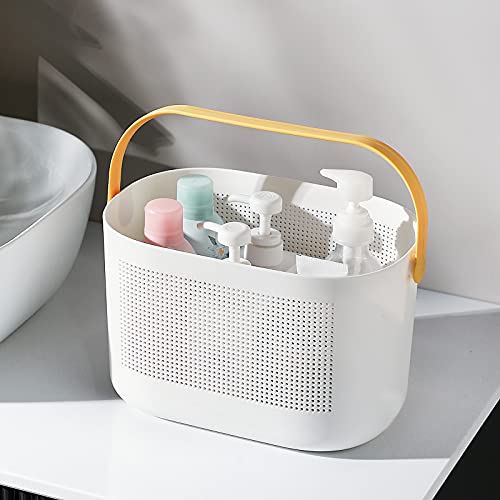 UUJOLY Plastic Storage Baskets with Handles, Shower Caddy Shelf Organizers Basket for Bathroom, Kitchen, Dorm Room, Yellow - color: Yellow, size: 1 Pack