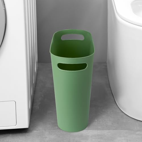 rejomiik Small Trash Can, 3.5 Gallon Slim Garbage Can Plastic Waste Basket with Handles Container Bin for Narrow Spaces Bathroom, Bedroom, Kitchen, Office at Home, Green - color: Green, size: 1 pack