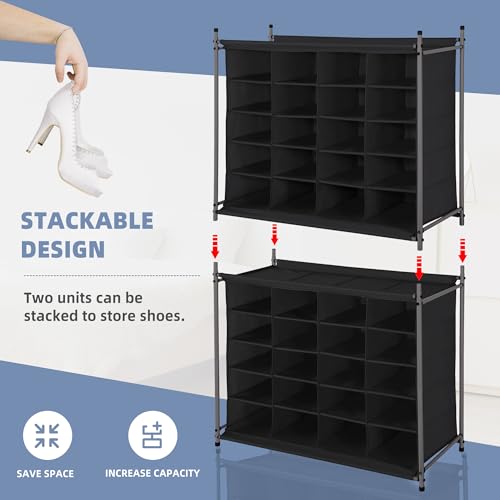 STORAGE MANIAC Stackable Shoe Cubby Organizer, Free Standing Shoe Cube Rack for Entryway, Bedroom, Apartment, Closet, 20-Cube Black - color: Black, size: 20-Cube