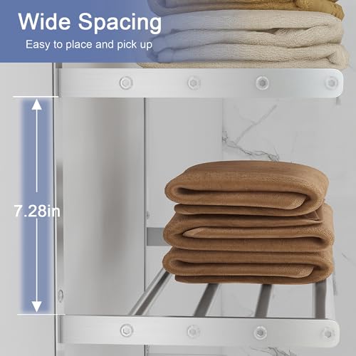BETHOM Towel Shelf for Bathroom Wall Mounted, 3-Tier Hotel Style Towel Rack with Towel Bars, Brushed Nickel Towel Racks for Bathroom Lavatory, 16 Inch - color: Brushed-nickel, size: 16IN (1 Bar)