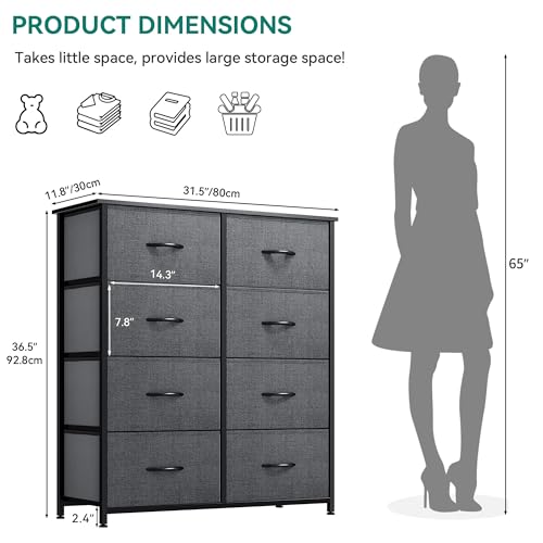 YITAHOME Fabric Dresser Drawer, Tall Storage with 8 Drawers, Dresser & Chest of Drawers, Storage Drawer Organizer for Closet, Living Room, Closets - color: Tie-dye Purple Print
