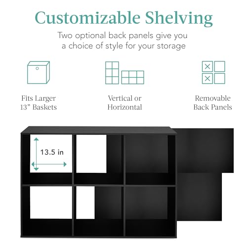 Best Choice Products 6-Cube Storage Organizer, 13.5in Shelf Opening, Bookcase, Display Shelf, Customizable w/ 3 Removable Back Panels – Black - color: Black, size: 6-Cube, 13.5in Shelf Opening