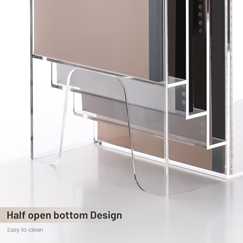 YUXUN Vertical Triple File Folder Holder Organizer,Acrylic File Organizer, File Sorter Clear Crystal - size: 4 Staggered