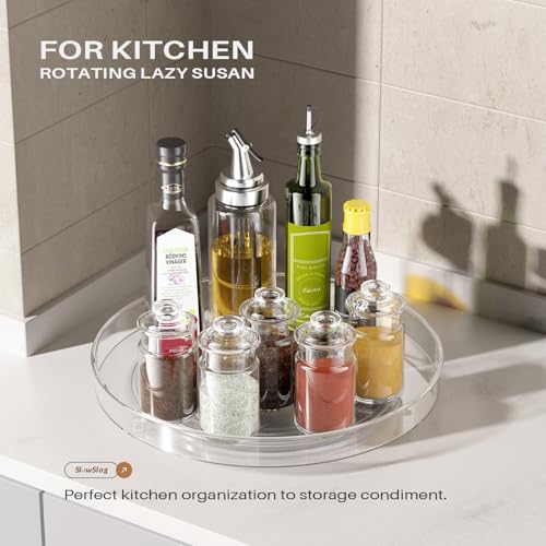 4 Pack Clear Lazy Susan Organizer, 11in Rotating Turntable Organizer, Cabinet Turntable Organizer, Rotating Lazy Susan for Kitchen, Fridge, Bathroom, Vanity Countertop - size: 4 Pack - 11in