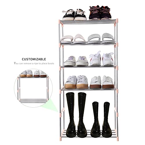 Jucaifu Stackable Small Shoe Rack, Entryway, Hallway and Closet Space Saving Storage and Organization (3-Tier, Pink) - color: Pink, size: 3-Tier