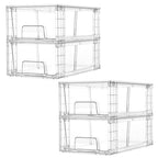 Vtopmart 4 Pack Stackable Storage Drawers,Clear Acrylic Drawer Organizers with Handles, Easily Assemble for Fridge, Bathroom,Kitchen Undersink,Cabinet,Pantry Organization and Storage - size: 4Pack 4.4"H-with Dividers