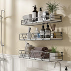 Amaoot Floating Shelves Set of 3, Home Wood Wall Shelf, Farmhouse Shelf for Bedroom, Wall Mounted Floating Shelf for Living Room, Bedroom, Bathroom, Kitchen, Office (Gray) - color: Grey