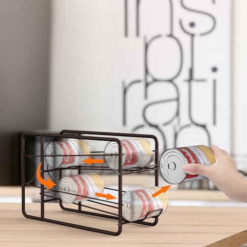 MOOACE Can Organizer for for Pantry, Stackable Soda Can Dispenser Canned Food Storage, Kitchen Cabinet Fridge Beverage Cans Holder, 4 Pack, Bronze - color: Bronze