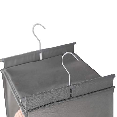 MAX Houser 5 Shelf Hanging Closet Organizer,Space Saver, Closet Hanging Shelves with (4) Side Pockets,Foldable,Light Grey - color: Lightgrey