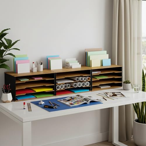 12x18 Construction Paper Organizer, 4-Tier Wooden Flat File for 11x17, A3 & Tabloid Sheets | Durable wood Desk Paper Storage for Classroom, Office & Art Studio - size: Compact Organizer 20.25"W x 8.25"H x 13.25"D