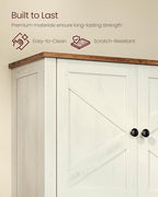 VASAGLE LIRY Collection - Bathroom Wall Cabinet, Farmhouse Wall-Mounted Medicine Storage Cabinet with 2 Barn Doors, Adjustable Shelf, Towel Bar, 7.9 x 23.6 x 28.7 Inches, Rustic White UBBK131W01S - size: 7.9"D x 23.6"W x 28.7"H