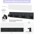 VIS'V Key Holder Wall Mount, Large Metal Self Adhesive Key Hanger with 4 Hooks, No Drilling, Extra Adhesive Strip, Black - color: Black