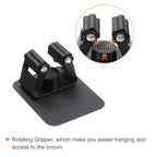 uxcell 2pcs Mop Broom Holder Wall Mount, 304 Stainless Steel Mop Holder Self Adhesive Broom Hanger with Screws, Suitable for Bathroom, Laundry Room, Black - color: Black