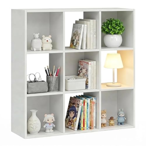9-Cube Storage Organizer, Reversible Bookcase Shelf, Open Cube Bookshelf, Large Modern Storage for Living Room, Bedroom & Office, White - color: Classic White, size: 9-cube