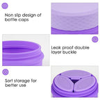 Adorila 2-Pack Silicone Travel Makeup Containers, 0.34oz/10ml TSA Cream Jars, 3-in-1 Modular Skincare Storage Case (Pink, Purple) - color: Purple+Pink