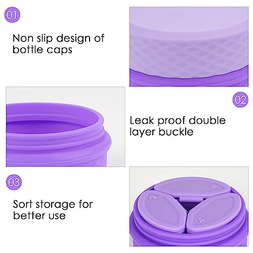 Adorila 2-Pack Silicone Travel Makeup Containers, 0.34oz/10ml TSA Cream Jars, 3-in-1 Modular Skincare Storage Case (Pink, Purple) - color: Purple+Pink