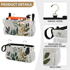 Bedside Caddy Hanging Bunk Bed Caddy Bed Organizer Hanging Pocket with 2 Hooks Bedside Storage Organizer Pocket Bag Holder Beige Boho Style Leaves - color: Beige Boho Style Leaves