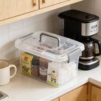 6-Pack Home Storage Bins, Plastic Container, Latching Box with Handle (Grey handle) - color: Grey handle