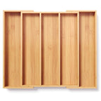 Fibogollo Expandable Kitchen Drawer Organizer,Bamboo Silverware Organizer,Adjustable Flatware Tray for Utensils(16.92 * 13.30~22.83 * 1.96)