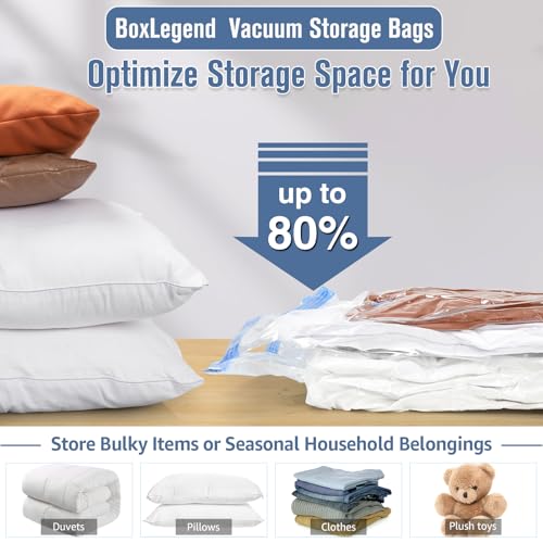 BoxLegend Vacuum Storage Bags with Large Hand Pump 30 Combo (4 Jumbo, 10 Large, 10 Medium, 6 Small) Thickened Vacuum Seal Bags for Clothing Space Saving for Clothes Pillow Comforters Bedding - size: 30 Combo