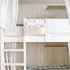 Mkono Bedside Caddy Hanging Organizer, Boho Macrame Storage with Fixed Straps and Hooks, 4 Pockets Holder Remote Magazine Accessories for Home Loft Bunk Bed, Dorm, Hospital Beds