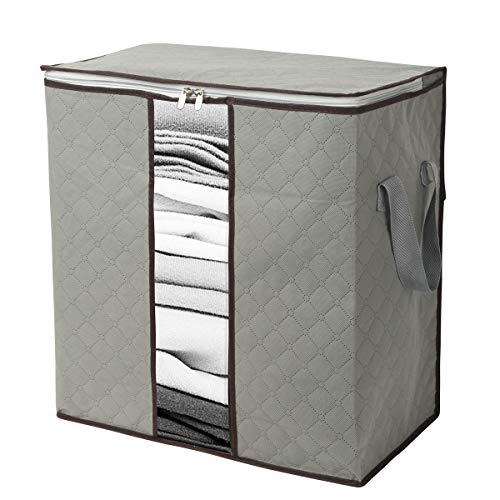 Szxc 2 Pack Foldable Large Storage Bags - Horizontal + Erect for Comforter Blanket Quilt Clothes Pillow, Clear Window & Handles, Closet Under Bed Organizer - size: Extra Large (Horizontal + Erect), style: Set of 2