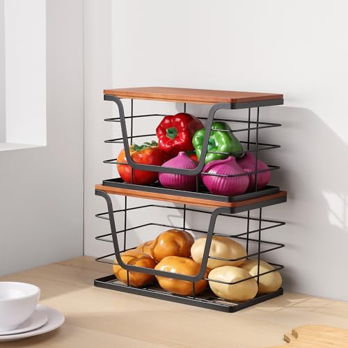 ALOCEO 2 Pack Stackable Storage Bins with Lids, Stainless Steel Extra Large Trash Bag Dispenser Roll Holder for Kitchen Sink, Laundry, Pantry Organizer and Storage, Walnut Black - color: 2-pack - Xl&l Walnut Black