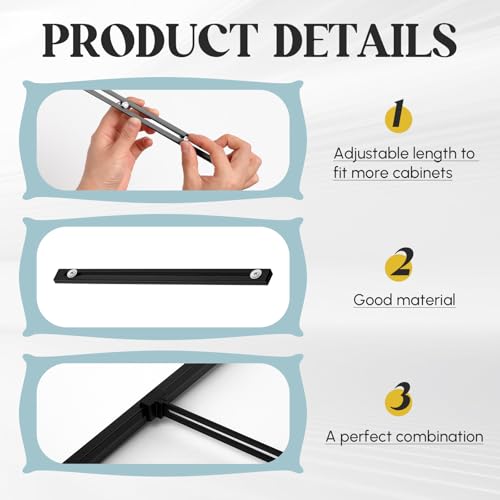 12 Pcs Metal Adjustable File Cabinet Rails Set Include 8 Hanging File Rail Clips 4 Cabinet Dividers Bars Suitable for Cabinets with Drawer Thickness Less Than 1/8 Inch(Black,10-18 Inch) - color: Black, size: 10-18inch