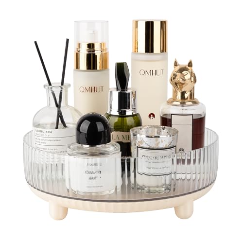Anyoifax 360 Rotating Makeup Organizer Perfume Tray Skincare Holder Spinning Cosmetic Storage Bathroom Countertop Organizer Lazy Susan Turntable for Dresser, Vanity, Kitchen, Small Beige - color: Beige, size: 9"