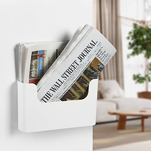 YOHOM No Drilling File Holder Wall Mails Magazines Organizer Adhesive Door Mount, Single Pocket(WHITE, 1 PCS) - color: cream white, size: 1 PCS