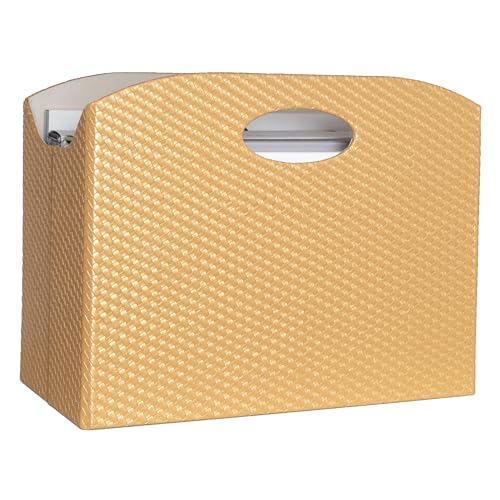 BLU MONACO | Gold Magazine Holder | Woven PVC Leather Organizer with MDF Frame | Floor or Table Storage for Home Office Bathroom | Large Capacity Vertical File Basket - color: Gold