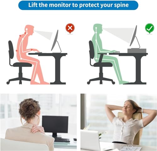 gianotter Computer Monitor Stand Riser, office organizer with Drawer, Office Organizers Storage for Classroom Office Supplies (Wood) - color: Wood