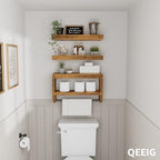 QEEIG Bathroom Floating Shelves for Wall - Shelf Over Toilet Paper Storage Farmhouse 16 inch Set of 3, Rustic Brown (028-40BN3) - color: Rustic Brown